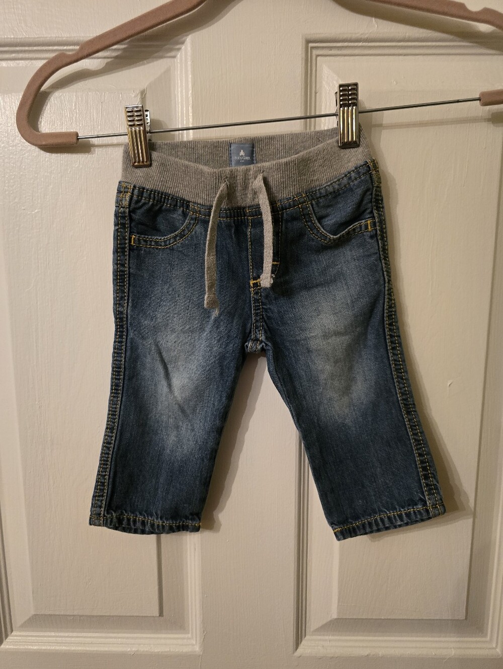 GAP Blue Denim Jeans with Gray Knit Waistband
